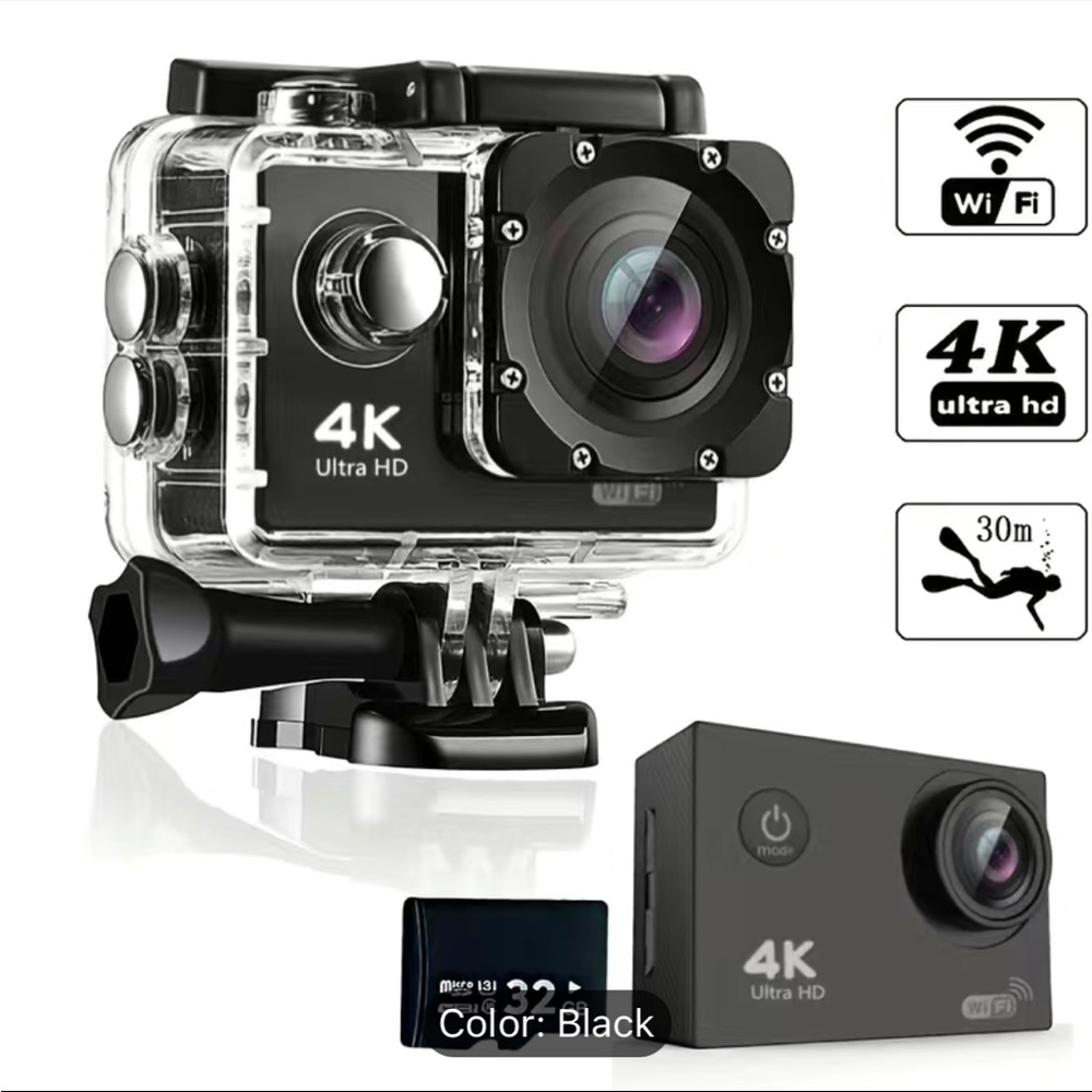 NWT 4K Sports 16 MP Ultra HD DV Water Resistant Underwater Action Camera w/WIFI